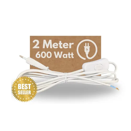 3x Netzkabel Euro H03VVH2-F Stromkabel mit Stecker und Schalter 2m I EIN Aus