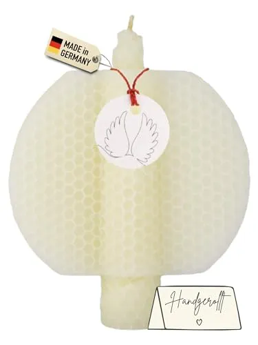 Wachsmann Engelskerze Bienenwachs – Schutzengel Kerze mit Flügeln, Geschenk Trost Trauer Glück Freundschaft – Handgemachte Engel Kerze aus Bienenwachs