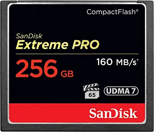 SanDisk Extreme Pro - 256GB CompactFlash Speicherkarte, 933x 1067x Geschwindigkeit für professionelle Foto- und Videografie