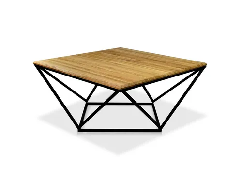Couchtisch ELIAN aus Massivholz und Metallgestell, 70x70 cm