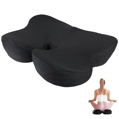 LEKEFETO Sitzkissen für Bürostuhl – Orthopädisches Steißbeinkissen mit Memory Foam – Ergonomisches Kissen für Auto, Rollstuhl und Zuhause, Schwarz 40,6x45,7x5,7cm