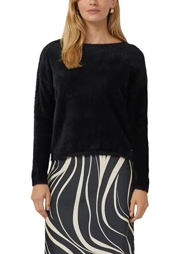 S.OLIVER BLACK LABEL Strickpullover für Damen - Eleganter Pullover in Größe 46 aus flauschigem Strick, ideal für einen casual Look. Der U-Boot-Ausschnitt und die langen Ärmel sorgen für einen modischen Akzent.
