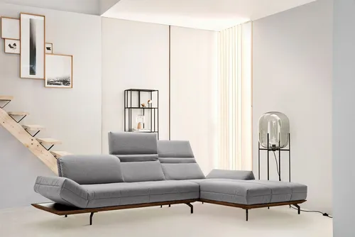 Creation BY ROLF BENZ Ecksofa CR.420, Designecksofa, bequem, verstellbare Rückenlehne, L-Form, in 2 Qualitäten, Holzrahmen in Eiche Natur oder Nußbaum, Breite 313 cm