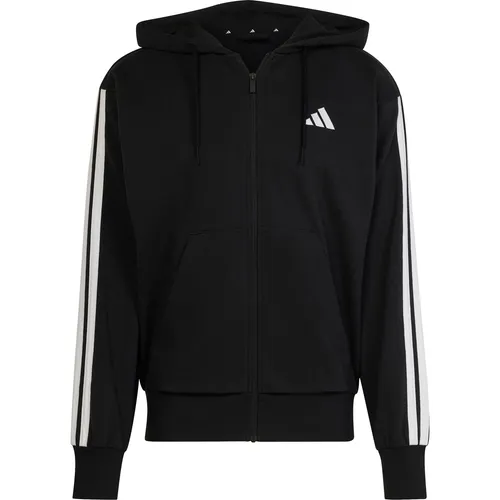 ADIDAS SPORTSWEAR M 3S FT FZ HD Kapuzensweatshirt - Herren-Sweatjacken aus 55% Baumwolle, ideal für sportliche Aktivitäten mit optimalem Tragekomfort und stylischem Schwarz-Weiß-Design.