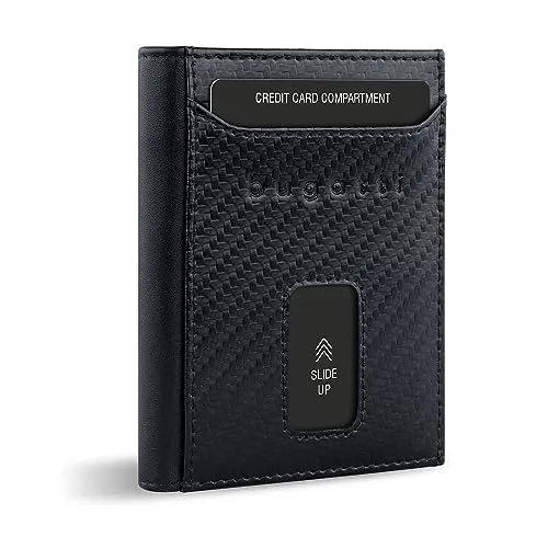 bugatti Secure Slim Mini Börse Spezial mit XL-Münzfach und RFID-Schutz - Herren-Geldbörsen mit 6 Kartenfächern und großem Münzfach, RFID-Schutz für maximale Datensicherheit und handgefertigt aus hochwertigem Rindleder.