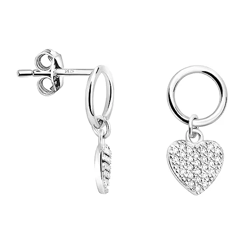 SOFIA MILANI Damen Ohrringe 925 Silber mit Zirkonia - Ohrringe für Damen, elegante Kreis Herz Ohrhänger aus hochwertigem 925 Sterling Silber, hypoallergen und ideal als Geschenk in edler Box.
