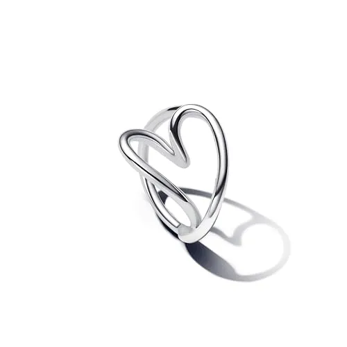 PANDORA Essence Organisch Geformtes Herz Ring aus Sterling Silber, Größe: 52 - Ringe für Damen – Ein eleganter Herzring mit modernem Design, der Liebe und Natur vereint und perfekt zu minimalistischen Styles passt.