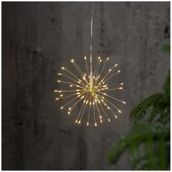 Star 3D-LED-Hängestern 'Firework', Silber, 16x16 cm, 80 warmweiß LED, 3m Kabel, Trafo