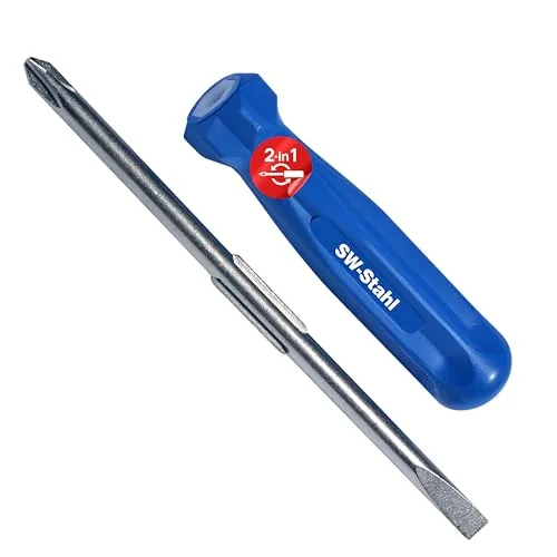 SW-Stahl 31100SB Umsteck-Schraubendreher, Schlitz und Kreuz, lang I Chrom-Vanadium-Stahl I Magnetische Spitze I Ergonomischer Griff I Länge 200 mm I Präzisionswerkzeug I Langlebigkeit.