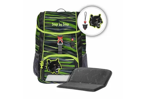 Step by Step Rucksack-Set Kid Wild Cat Chiko - Ergonomischer Mini-Ranzen mit Sitzkissen und individuell gestaltbaren MAGIC MAGS für Kindergarten und Vorschule