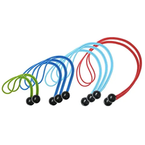 MASTER LOCK Gummi-Spanneil mit Ball [2 * 20 cm + 3 * 30 cm + 3 * 40 cm + 2 * 50 cm] [Set mit 10 Spannseilen] 3256EURDAT - Ideal zum Tragen von Yogamatten