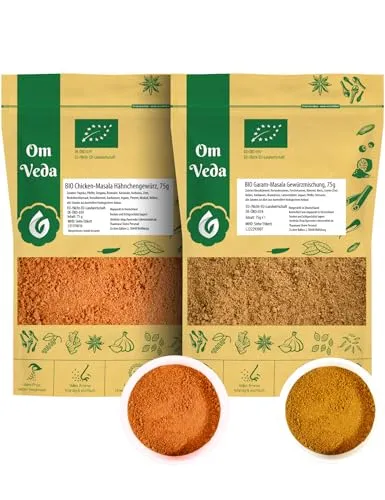 Hähnchengewürz Chicken Masala BIO + Garam Masala Gewürzmischungen BIO 150g | Geflügelgewürz BBQ-Rub Tikka Grillmarinade | Indische Gewürze Currygewürz 2er SET