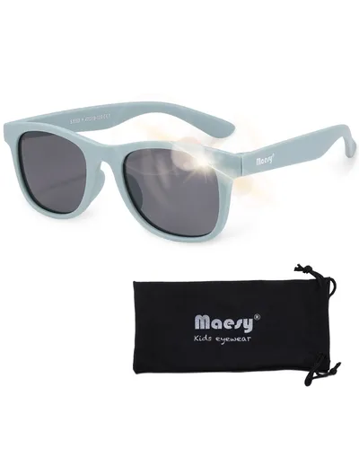 Maesy Kinder Sonnenbrille 3-6 Jahre - Flexibel biegbar - Polarisierter UV400 Schutz - Jungen und Mädchen – Quadratisch- Lino – Blau
