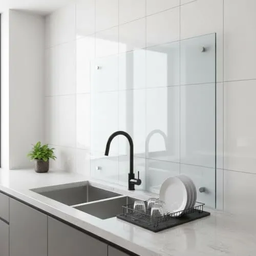 Mucola Küchenrückwand Spritzschutz Klarglas in weiß von Mucola