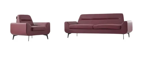 Stilvolle Rote Ledercouch Garnitur 3-Sitzer mit Sessel - Moderne Couchgarnitur für Wohnzimmer, bestehend aus 1 3-Sitzer und 2 Sesseln. Hochwertiges Leder und stilvolles Design bieten Komfort und Eleganz für jeden Raum.