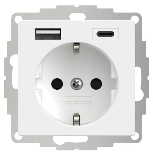2USB 2U-449528 Schutzkontakt-Steckdose mit USB-Ladeausgang - Steckdosen & Zubehör mit erhöhtem Berührungsschutz, VDE-zertifiziert und Standby-Verbrauch unter 0,70 mW für maximale Sicherheit und Energieeffizienz.