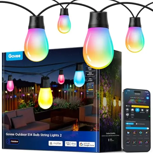 Govee Lichterkette Außen 15M – RGBICW LED mit App-Steuerung