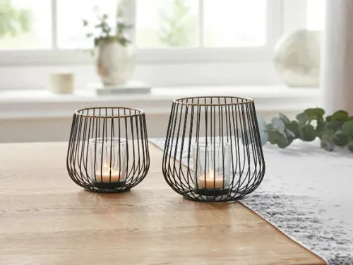 Windlicht 2er Set Modern Zuhause Wohnzimmer Licht Kerze Deko Wohnaccessoires