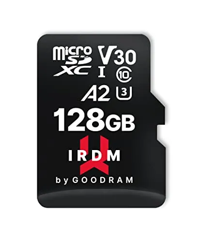 GoodRam IRDM M2AA - 128 GB microSDXC Speicherkarte, mit SD-Adapter, A2 V30 UHS-I U3 für schnelle Datenübertragungen
