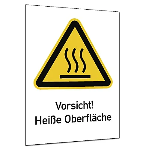 Vorsicht! Heiße Oberfläche ISO 7010, Kombischild, Polyesterfolie, 131x185 mm