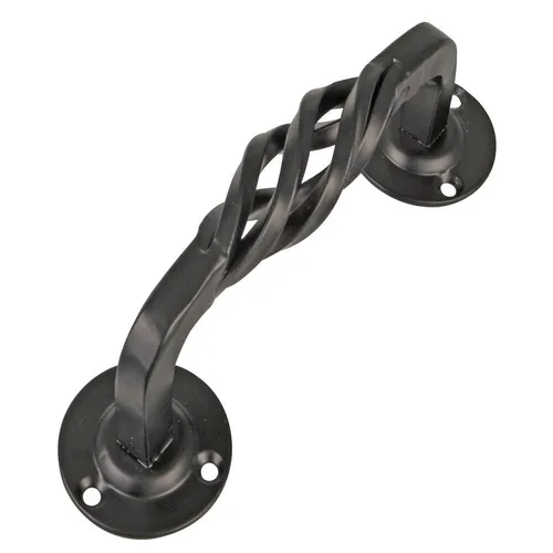 Antik rustikaler Stoßgriff Türbeschlag Schmiedeeisen schwarz Grifflänge 152mm