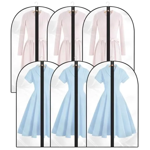 Kleidersack,6 Stück Kleidersäcke 60 * 100cm mit Reißverschluss,Transparent Anzug Aufbewahrung,für Anzüge Kleider Mäntel Sakkos Hemden Abendkleider Anzugsack Kleiderhülle