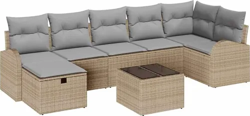 vidaXL Garten-Sofa-Set 8 pcs Beige Poly Rattan
