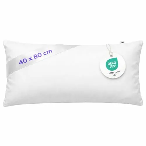 Wolkenfeld Kopfkissenbezug 40x80 – Kissenbezug für langes Kissen & Seitenschläferkissen – Öko-Tex Zertifiziert – Verdeckter Reißverschluss – Pflegeleicht & atmungsaktiv – Weiß