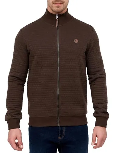 Indicode Herren Bermie Sweatjacke mit Stehkragen | Cardigan Herrenjacke Sweater Männer Dk Brown, M