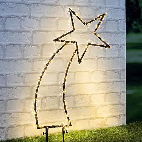 SALCAR 1M LED Gartenstecker Sternschnuppe - Beleuchtete Weihnachtssterne mit 400 LED, wasserdicht und ideal für stimmungsvolle Garten-Dekoration zu Weihnachten und anderen Festen.