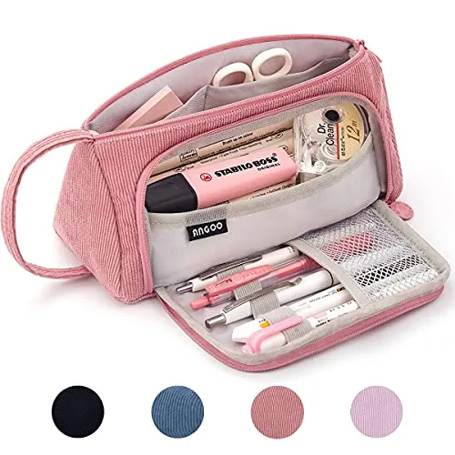 Federmäppchen Federtaschen Teenager Mädchen Mäppchen, Große Kapazität Pencil Case für Schule & Büro Erwachsener Mädchen Geschenk, 21x11cm (Rosa #2)