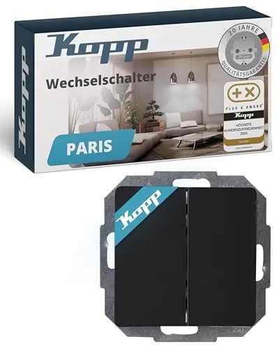 Kopp PARIS Wechselschalter-Unterputz in Matt-Schwarz von Kopp
