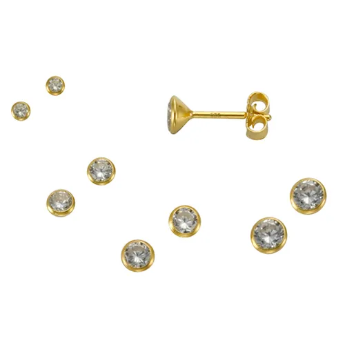 Ohrringe Ohrstecker Silber 925 gelb vergoldet mit Zirkonia in gelb von F