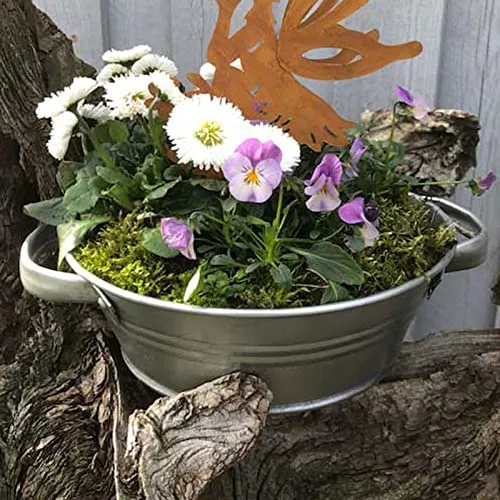 Storm's Gartenzaubereien Zinkwanne 3l rund wasserdichte Pflanzschale