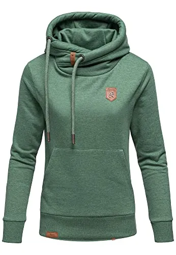 REPUBLIX Damen Kapuzenpullover Sweatjacke Pullover Hoodie Sweatshirt RD-001 Grün Melange S