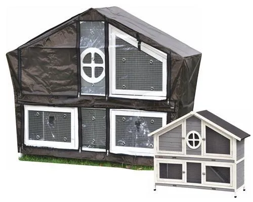 Schutzhülle Wetterschutz für Kaninchenstall Momo - Käfige, Auslauf & Gehege - Robuste Schutzhülle aus wetterfestem Polyester mit praktischem Reißverschluss, ideal für den Schutz von Hasenställen.