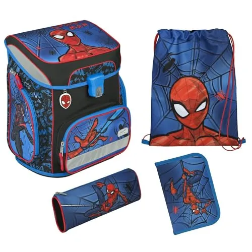 EasyFit Schulranzen Set 5tlg. Spider-Man - Schulranzen Set mit Spider-Man Design, inklusive Zubehör, ideal für kleine Superhelden und perfekt für die Schule.