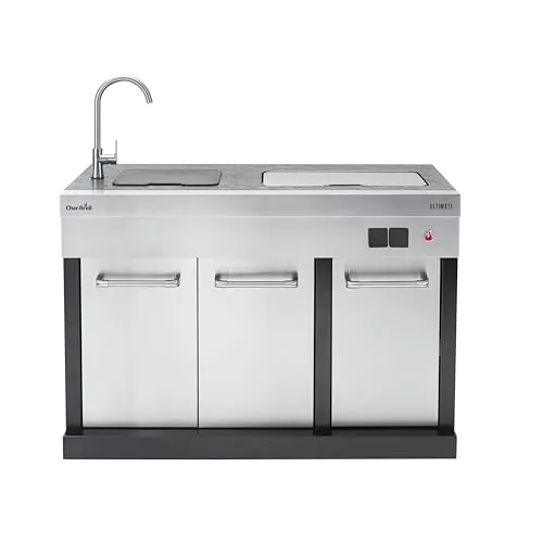 Char-Broil Ultimate Entertainment Grillküche 1 Brenner - Hochwertige Edelstahl-Outdoor-Küche - Grillzubehör mit Edelstahlfront Typ 304, vollfunktionierendem Spülbecken und herausnehmbarer Eisbox für ein perfektes Outdoor-Kocherlebnis.