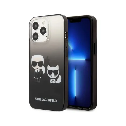 Karl Lagerfeld KLHCP13LTGKCK Hülle für iPhone 13 Pro/13 - Standard Handyhüllen mit stylishen Gradient-Design, schützt Ihr iPhone 13 Pro/13 und zeigt die ikonischen Figuren Karl & Choupette.