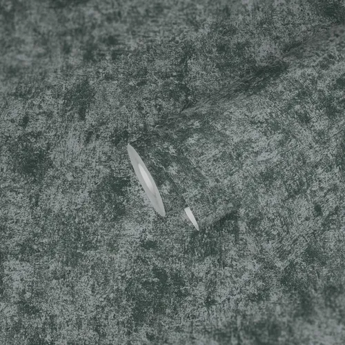 Tapete in Metalloptik mit Glanzeffekt glatt – Grün, Silber