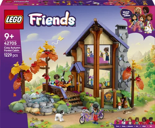 LEGO Friends Gemütliche Hütte im Herbstwald 42705 - Entdecke die 3-in-1 LEGO Friends Hütte im Herbstwald! Kreatives Bauen für Kinder ab 9 Jahren. Fördert die Fantasie und das Rollenspiel. Ideal für spannende Abenteuer!