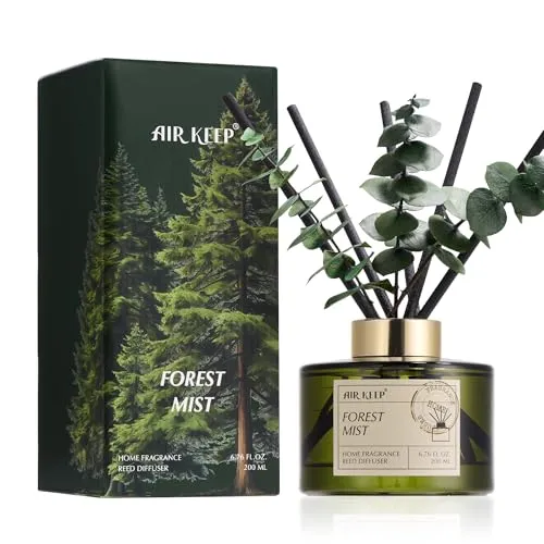 Airkeep Raumduft mit 8 Duftstäbchen 200ml, Forest Mist Langanhaltend Duft, Lufterfrischer für Zuhause, Deko für Badezimmer, Schlafzimmer, Wohnzimmer