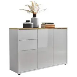 BMG Möbel Kommode Mailand 10 Artisan - Moderne Schubladenkommode in Weiß mit Hochglanz-Oberfläche und Push-to-open-Funktion, ideal für stilvolle Wohnräume.