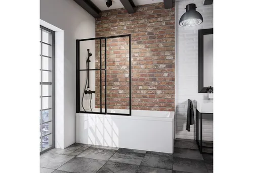 Schulte Badewannenfaltwand Komfort, 2-teilig, 70-118x140 cm, Mattschwarz - Badewannenfaltwand aus 3 mm Sicherheitsglas, beidseitig montierbar und mit integriertem Handtuchhalter - ideal für platzsparende Badezimmerlösungen.