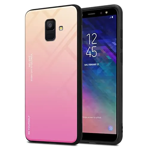 Cadorabo Hülle kompatibel mit Samsung Galaxy A6 2018 Schutzhülle TPU Silikon Case Glas Slim Kratzfest Weiche Gummi mit Rundumschutz Case Hülle für Galaxy A6 2018 in Schwarz