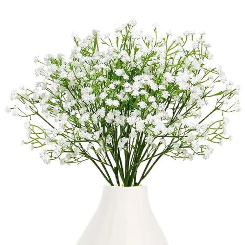 Eteamcan Schleierkraut Künstlich 18 Stück Fake Deko Künstliche Blumen Kunstblumen Weiß Artificial Gypsophila Flowers für Hochzeit Home
