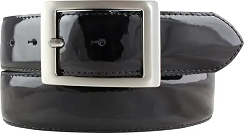 BELTINGER Lack-Gürtel aus Leder mit Doppel-Schließe 4 cm | Glänzender Ledergürtel 40mm Herren | Eleganter Gürtel made in Italy | Schwarz 95cm
