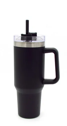 Michelino Thermoflasche To Go Doppelwandiger Thermobecher, für kalt und heiß inkl. Strohhalm Volumen ca. 1200ml