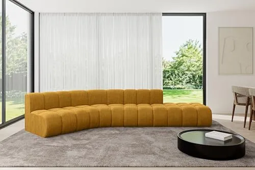 ALTDECOR Modulares Sofa Ecksofa in L-Form Corner modular Sofa Eckcouch Couch Wohnlandschaft Cauchsofa Bodensofa Polstersofa Brilo-L1-380x174x70 cm Senfgelb