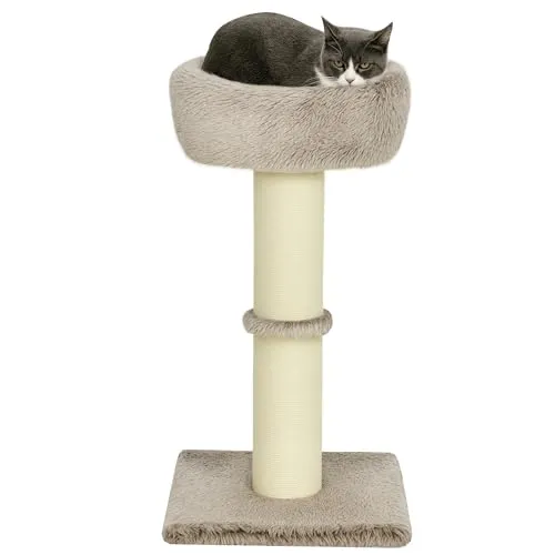 PawHut Kratzbaum 87 cm hoch - Aktivitätskratzbäume, stabiler Katzenbaum mit dickem Sisal-Kratzpfosten und gemütlichem Bett – ideal für Katzen bis 6 kg und perfekt zum Spielen und Entspannen.
